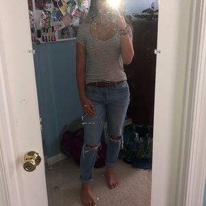 American Eagle Striped Ribbed Shirt